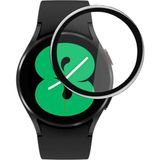 Fibaks Samsung Galaxy Watch 4 44MM Uyumlu Tam Kaplayan Ultra Ince Kavisli Siyah Çerçeveli Saat Ekran Koruyucu Pet - Galaxy 4 44mm