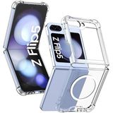 Fibaks Samsung Galaxy Z Flip 5 Kılıf Magsafe Wireless Kablosuz Şarj Destekli Sert Şeffaf Darbe Emici Kapak