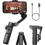 Fibaks Smart Xe 3 Eksenli Akıllı Telefon Gimbal Sabitleyici Stabilizer Yapay Zeka Yüz ve Nesne Takibi Profesyonel Focus Tekerleği Katlanabilir Mini Tripodlu Titreşim Önleyici Vlog, Reels Canlı Yayın Video - Siyah