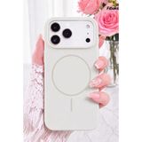 Fibaks Soft Mag iPhone 17 Pro Max Kılıf Magshield Soft Magsafe Uyumlu Lansman Silikon Telefon Kılıfı Kadife Dokunuş Premium Koruma Beyaz