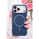 Fibaks Soft Mag iPhone 17 Pro Max Kılıf Magshield Soft Magsafe Uyumlu Lansman Silikon Telefon Kılıfı Kadife Dokunuş Premium Koruma Lacivert