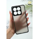 Fibaks Xiaomi Mi 14T Pro Kılıf Mat Parmak Izi Yapmaz Kamera Korumalı Renkli Tuşlu Sert Silikon Kapak - Siyah