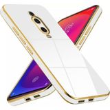 Fibaks Xiaomi Mi 9t Kılıf Parlak Kenarlı Altın Işlemeli Kamera Korumalı Kapak - Beyaz