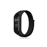 Fibaks Xiaomi Mi Band 3/4/5/6 Uyumlu Cırtlı Hasır Dokuma Akıllı Saat Kordon Bileklik Siyah