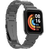 Fibaks Xiaomi Mi Watch Lite Kordon Kasalı Paslanmaz Çelik Stainless Steel Baklalı Ayarlanabilir Akıllı Saat Kordonu - Siyah