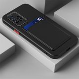 Fibaks Xiaomi Redmi 10 2022 Kılıf Kamera Korumalı Kartlıklı Cüzdanlı Kırmızı Tuşlu Siyah Silikon Kapak