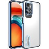 Fibaks Xiaomi Redmi 10 2022 Kılıf Logo Gösteren Parlak Kenarlı Kamera Lens Korumalı Şeffaf Omega Silikon Kapak - Mavi