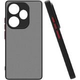 Fibaks Xiaomi Redmi 13 4g Kılıf Mat Parmak Izi Yapmaz Kamera Korumalı Renkli Tuşlu Sert Silikon Kapak - Siyah