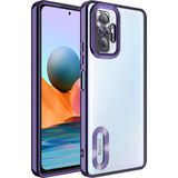 Fibaks Xiaomi Redmi Note 10 Pro Kılıf Logo Gösteren Parlak Kenarlı Kamera Lens Korumalı Şeffaf Omega Silikon Kapak - Derin Mor