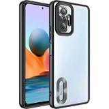 Fibaks Xiaomi Redmi Note 10 Pro Kılıf Logo Gösteren Parlak Kenarlı Kamera Lens Korumalı Şeffaf Omega Silikon Kapak - Siyah