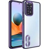 Fibaks Xiaomi Redmi Note 11 Kılıf Logo Gösteren Parlak Kenarlı Kamera Lens Korumalı Şeffaf Omega Silikon Kapak - Derin Mor