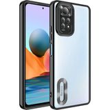 Fibaks Xiaomi Redmi Note 11 Pro Kılıf Logo Gösteren Parlak Kenarlı Kamera Lens Korumalı Şeffaf Omega Silikon Kapak - Siyah