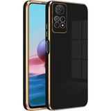 Fibaks Xiaomi Redmi Note 11 Pro Kılıf Parlak Kenarlı Altın Işlemeli Kamera Korumalı Kapak - Siyah