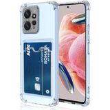Fibaks Xiaomi Redmi Note 12 4g Kılıf Kamera Koruma ve Köşe Korumalı Kartlıklı Cüzdanlı Darbe Emici Kapak - Şeffaf