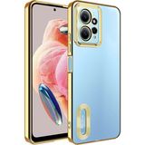 Fibaks Xiaomi Redmi Note 12 Kılıf Kamera Lens Korumalı Şeffaf Renkli Logo Gösteren Parlak Kapak - Redmi Note 12 4G - Gold