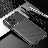 Fibaks Xiaomi Redmi Note 12 Pro 5g Kılıf Rugged Armor Darbe Emici Uzun Ömürlü Dayanıklı Parmak İzi Yapmaz Karbon Tasarım Negro Silikon Kapak - Siyah