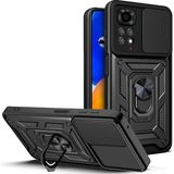 Fibaks Xiaomi Redmi Note 12 Pro Kılıf Kamera Korumalı Sürgülü Yüzüklü Armor Military Tank Darbe Emici Kapak - Redmi Note 12 Pro 4G - Siyah