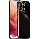 Fibaks Xiaomi Redmi Note 13 4g Kılıf Parlak Kenarlı Altın Işlemeli Kamera Korumalı Kapak - Siyah
