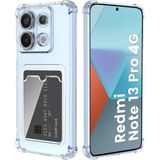 Fibaks Xiaomi Redmi Note 13 Pro 4g Kılıf Kamera Koruma Köşe Korumalı Kartlıklı Cüzdanlı Darbe Emici Kapak - Şeffaf