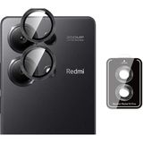 Fibaks Xiaomi Redmi Note 13 Pro 4g Uyumlu Aparatlı Kamera Koruma Renkli Lens Koruyucu Temperli Cam Koruma - Siyah