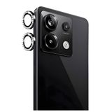 Fibaks Xiaomi Redmi Note 13 Pro 4G Uyumlu Taşlı Parlak Kamera Lens Koruyucu Cam ve Çerçeve Kamera Koruma