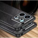 Fibaks Xiaomi Redmi Note 13 Pro 5g Kılıf Kamera Çıkıntılı Deri Görünümlü Dikiş Desenli Koruyucu Kapak Kilif - Siyah