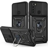 Fibaks Xiaomi Redmi Note 8 Uyumlu Kılıf Kamera Korumalı Sürgülü Yüzüklü Armor Military Tank Zırh - Siyah