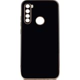 Fibaks Xiaomi Redmi Note 8 Uyumlu Kılıf Parlak Kenarlı Altın Işlemeli Kamera Korumalı Kapak - Siyah