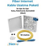 Fiber Optik Internet Kablosu Uzatma (10 Metre) – Fiber Modem Taşıma Seti (Premium Muhafazalı - Mavi Adatöre Uygun – Mavi Upc Tip)