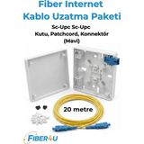 Fiber Optik Internet Kablosu Uzatma (20 Metre) – Fiber Modem Taşıma Seti (Premium Muhafazalı - Mavi Adatöre Uygun – Mavi Upc Tip)