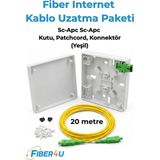 Fiber Optik Internet Kablosu Uzatma (20 Metre) – Fiber Modem Taşıma Seti (Premium Muhafazalı - Yeşil Adatöre Uygun – Yeşil Apc Tip)