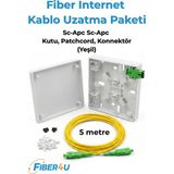 Fiber Optik Internet Kablosu Uzatma (5 Metre) – Fiber Modem Taşıma Seti (Premium Muhafazalı - Yeşil Adatöre Uygun – Yeşil Apc Tip)