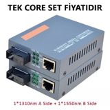 Fiber Optik Media Converter 10/100/1000M Sm 25Km Tek Core Set