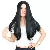 Fiber Sen Uzun Düz Peruk / Siyah
