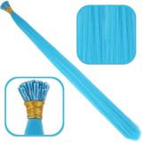 Fiber Sentetik Boncuk Kaynaklık Renkli Saç - Turkuaz Mavi - 100 Adet