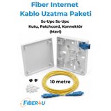 FIBER4U Fiber Optik İnternet Kablosu Uzatma (10 Metre) – Fiber Modem Taşıma Seti (Premium Muhafazalı - MAVİ Adatöre Uygun – Mavi UPC TİP)
