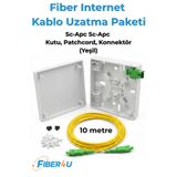FIBER4U Fiber Optik İnternet Kablosu Uzatma (10 Metre) – Fiber Modem Taşıma Seti (Premium Muhafazalı - YEŞİL Adatöre Uygun – Yeşil APC TİP)