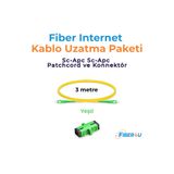 FIBER4U Fiber Optik Internet/modem Uzatma Kiti/Kablosu (Yeşil) - 3 Metre (Tak-Çalıştır – Yeşil – Apc - Tip)