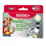 Fibracolor Metal Max Paket 5 büyük keçeli kalem, metal mürekkepli
