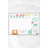 Ficksy Haftalık Planlayıcı A4 Ebat Sevimli Kedi 30 Yaprak Weekly Planner