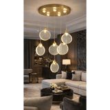 Fico Home Luxury Modern Sarkıt Altılı Power Led Avize Şık Görsellik Katar Gold Sarı
