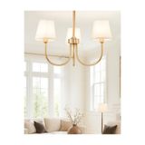 Fico Home Modern Avize Eskitme Gold Sarı Avize 3 Kollu Krem Şapkalı E-27 Duy