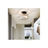 Fico Home Modern Luxury Plafonyer Tavan Kristal Taşlı Avize Kare Hol Antre Avize Siyah