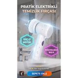 FİCOM TEKNOLOJİ Elektrikli Döner Başlıklı Temizlik Fırçası Şarjlı Otomatik Banyo Mutfak Fayans Lavabo Tencere Temizleme Fırçası
