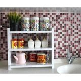 Fida Furniture Beyaz 3 Katlı Ahşap Tezgah Üstü Raf Banyo Mutfak ve Çok Amaçlı Organizer
