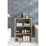 Fida Furniture Safir Meşe 4 Katlı Çok Amaçlı Ahşap Raf Banyo Mutfak ve Baharatlık Organizeri