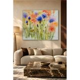 Fida Suluboya Mavi Peygamber Çiçekleri Ve Gelincikler Canvas Tablo