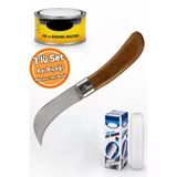 Fidan Aşı Bıçağı Eğri Uçlu Bağ Bıçağı Çakısı + Aşı Bandı + Aşı Macunu (3'Lü Set)