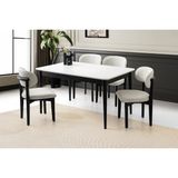 Fidan Beyaz Ahşap Salon Yemek Masa Sandalye Takımı 4 Nergis Sandalyeli Ortadan Açılır Büyüyen 90 x 140 cm - Beyaz - Siyah - 140X90