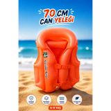 Fidan oyuncak 70 cm Çocuk Can Yeleği 6-9 Yaş Şişme Yüzme Yeleği Turuncu PVC Güvenlik Yüzdürme Yeleği